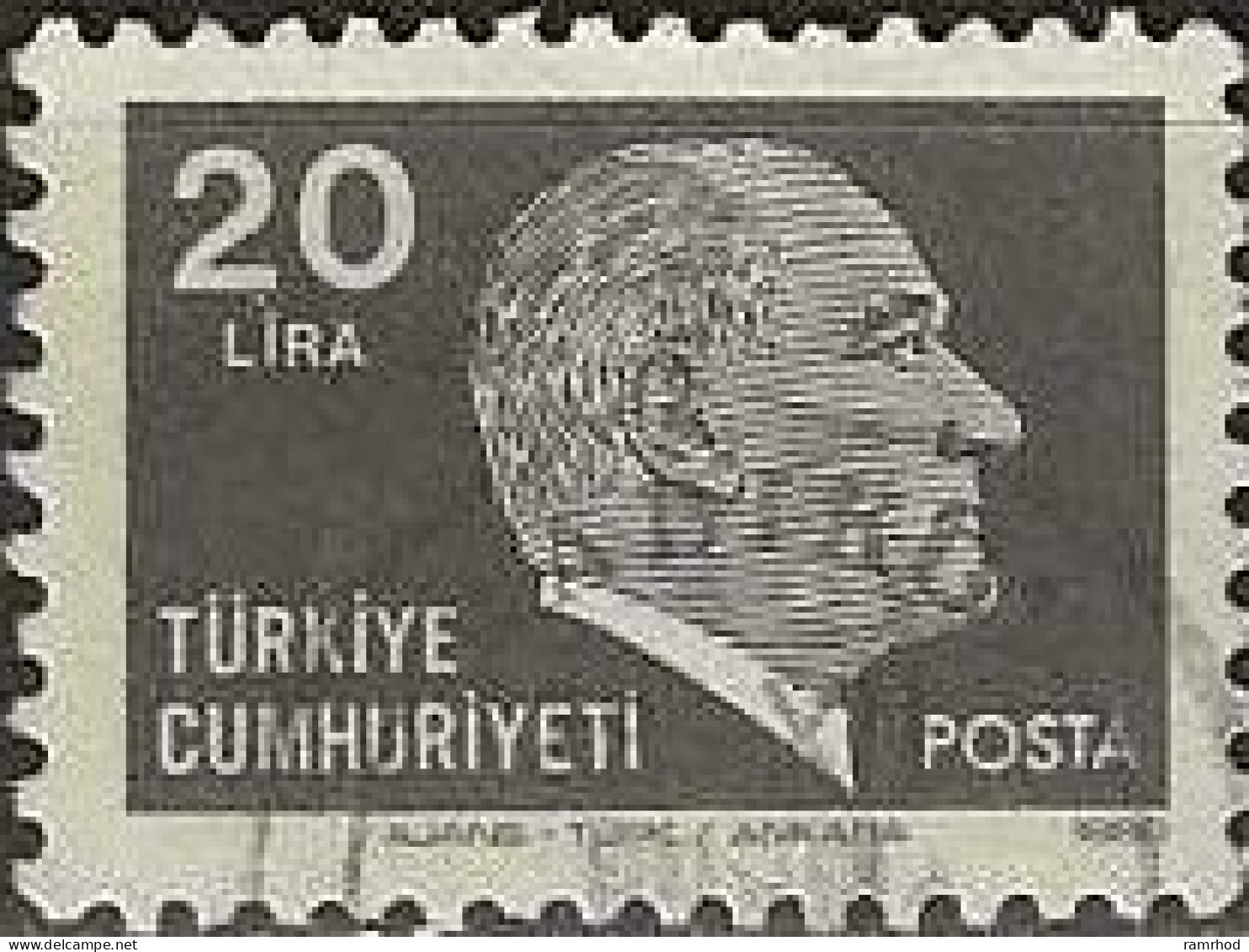 TURKEY 1979 Kemal Ataturk - 20l. - Grey FU - Used Stamps