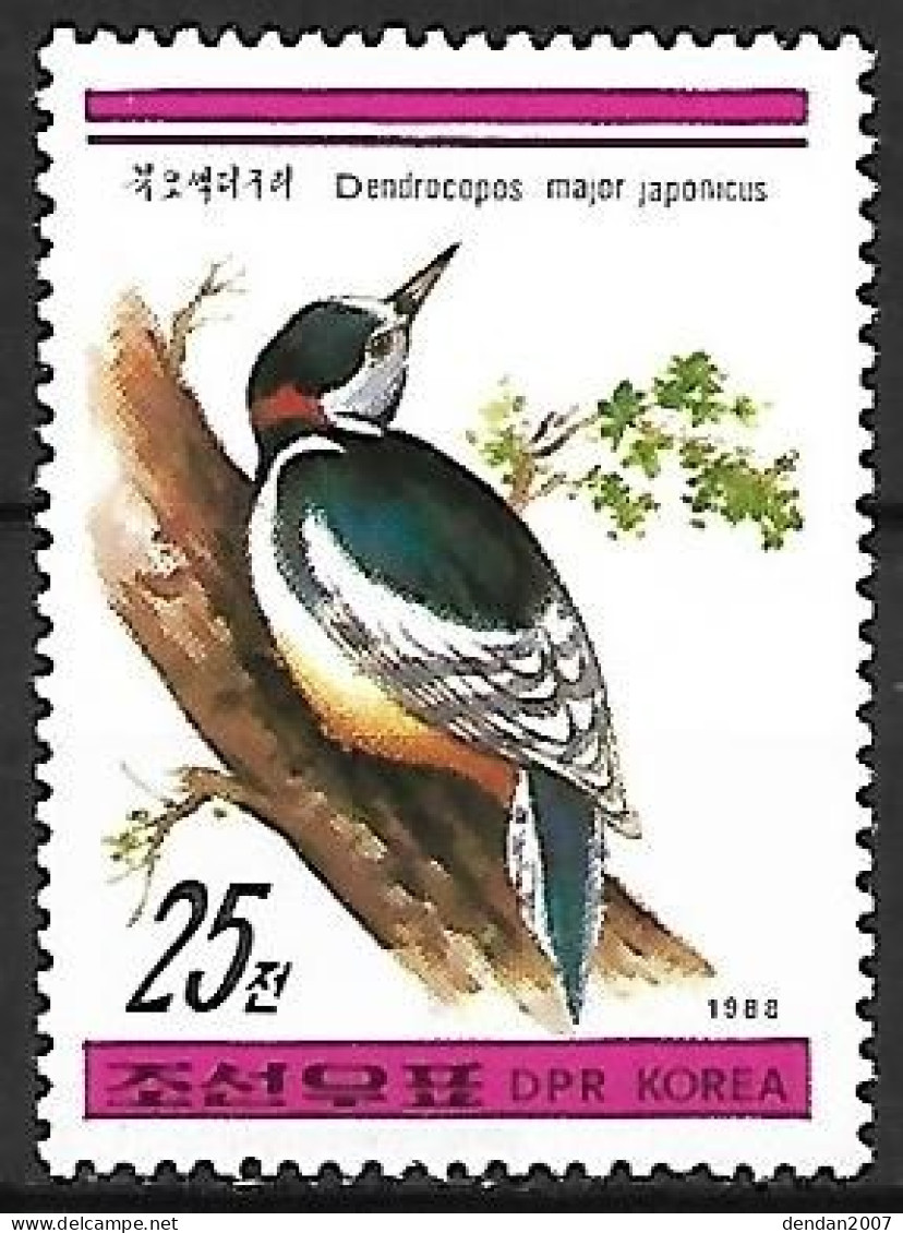 North Korea DPR - MNH ** 1988 :     Great Spotted Woodpecker -  Dendrocopos Major - Pics & Grimpeurs