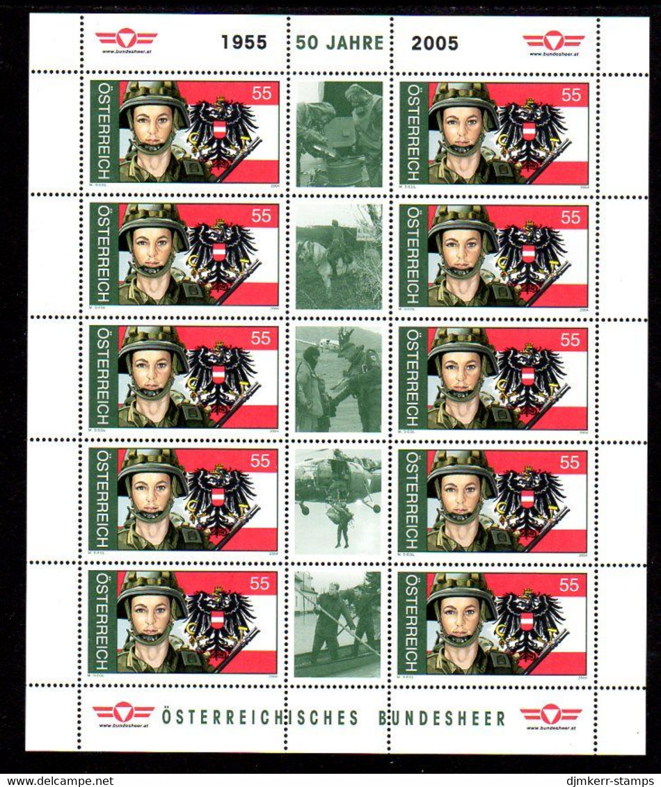 AUSTRIA 2004 Federal Army Anniversary Sheetlet, MNH / **.  Michel 2503 Kb - Blocks & Sheetlets & Panes