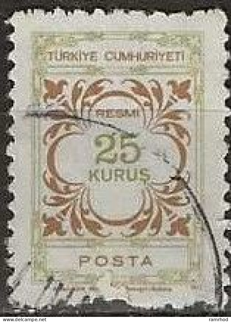 TURKEY 1971 Official - 25k. - Green And Brown FU - Timbres De Service