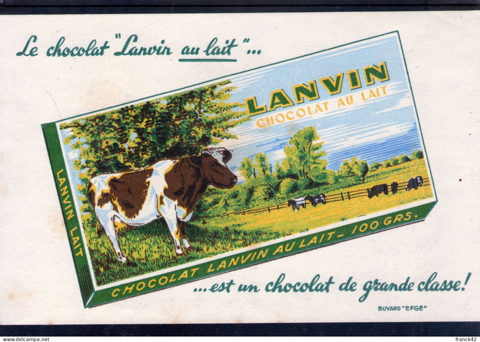 Chocolat Lanvin Au Lait... Est Un Chocolat De Grande Classe - Cocoa & Chocolat