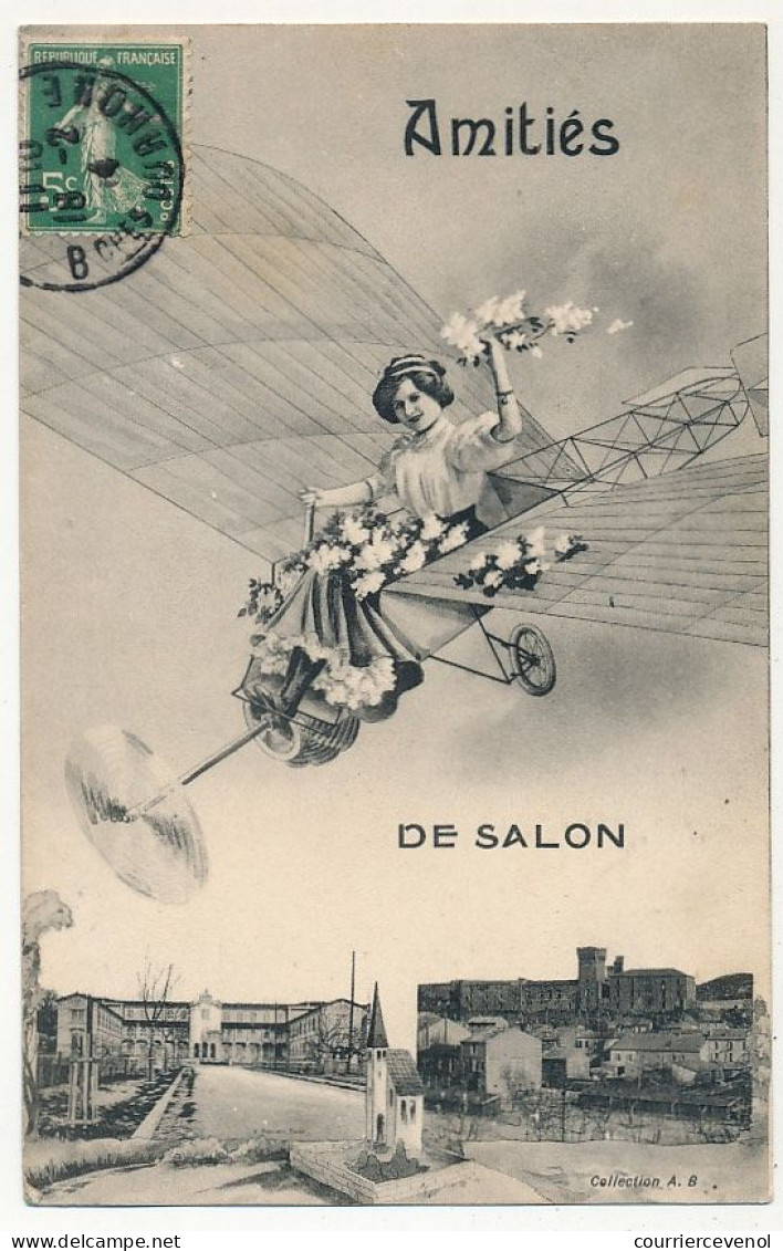 CPA - SALON (B Du R) - Amitiés De Salon (Aéroplane Fantaisie) - Salon De Provence