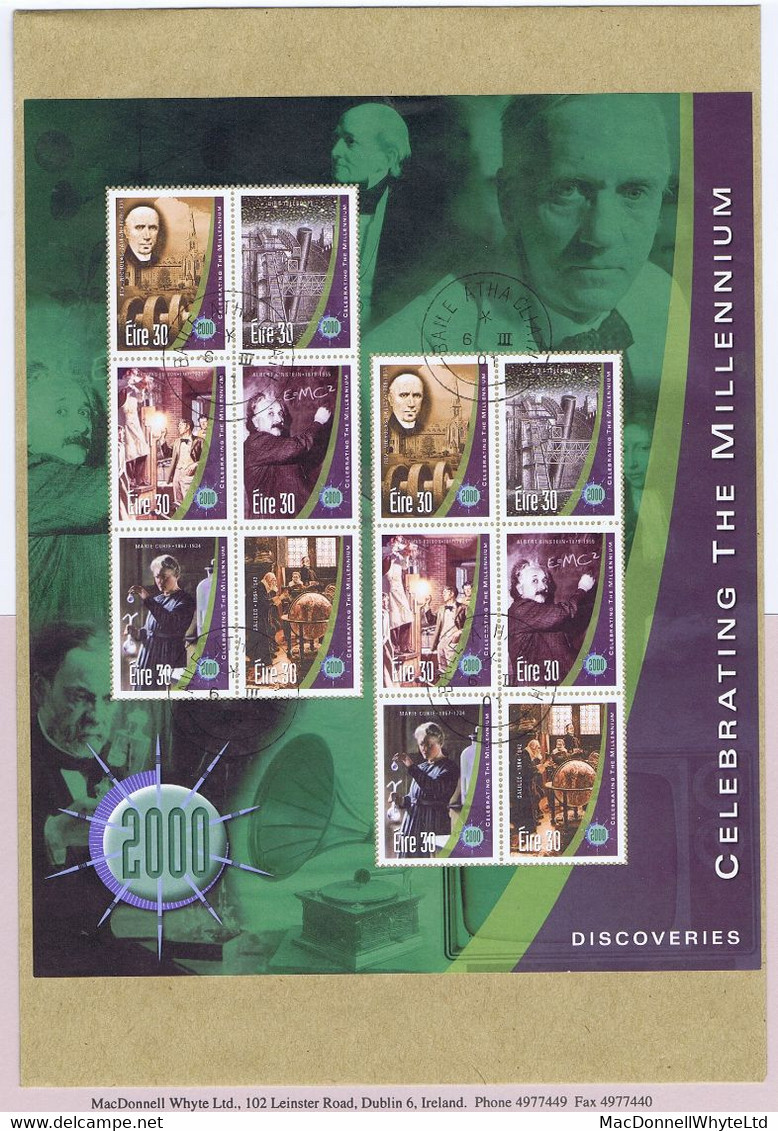 Ireland 2000 Millennium (3rd Issue) Discoveries Sheet Fine Used, On Cover Dublin Cds 6 III 01 - Brieven En Documenten