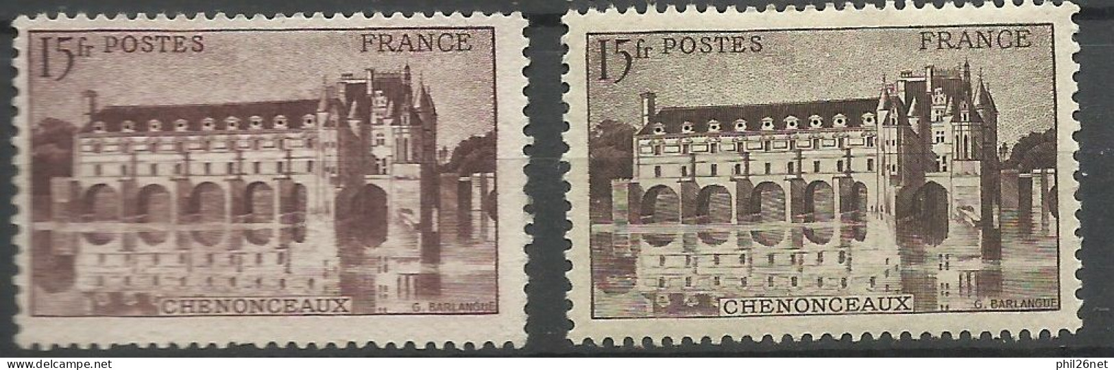 France N°610 Chenonceaux Brun Rouge Neuf (*) B/TB Avec Timbre Type Sur Les Scans Pour Comparer Voir  Scans Soldé ! ! ! - Nuevos