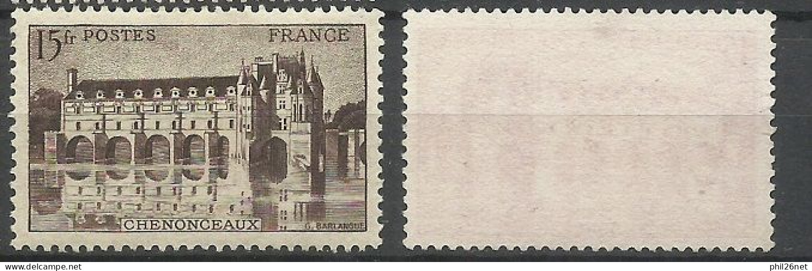 France N°610 Chenonceaux Brun Rouge Neuf (*) B/TB Avec Timbre Type Sur Les Scans Pour Comparer Voir  Scans Soldé ! ! ! - Ungebraucht