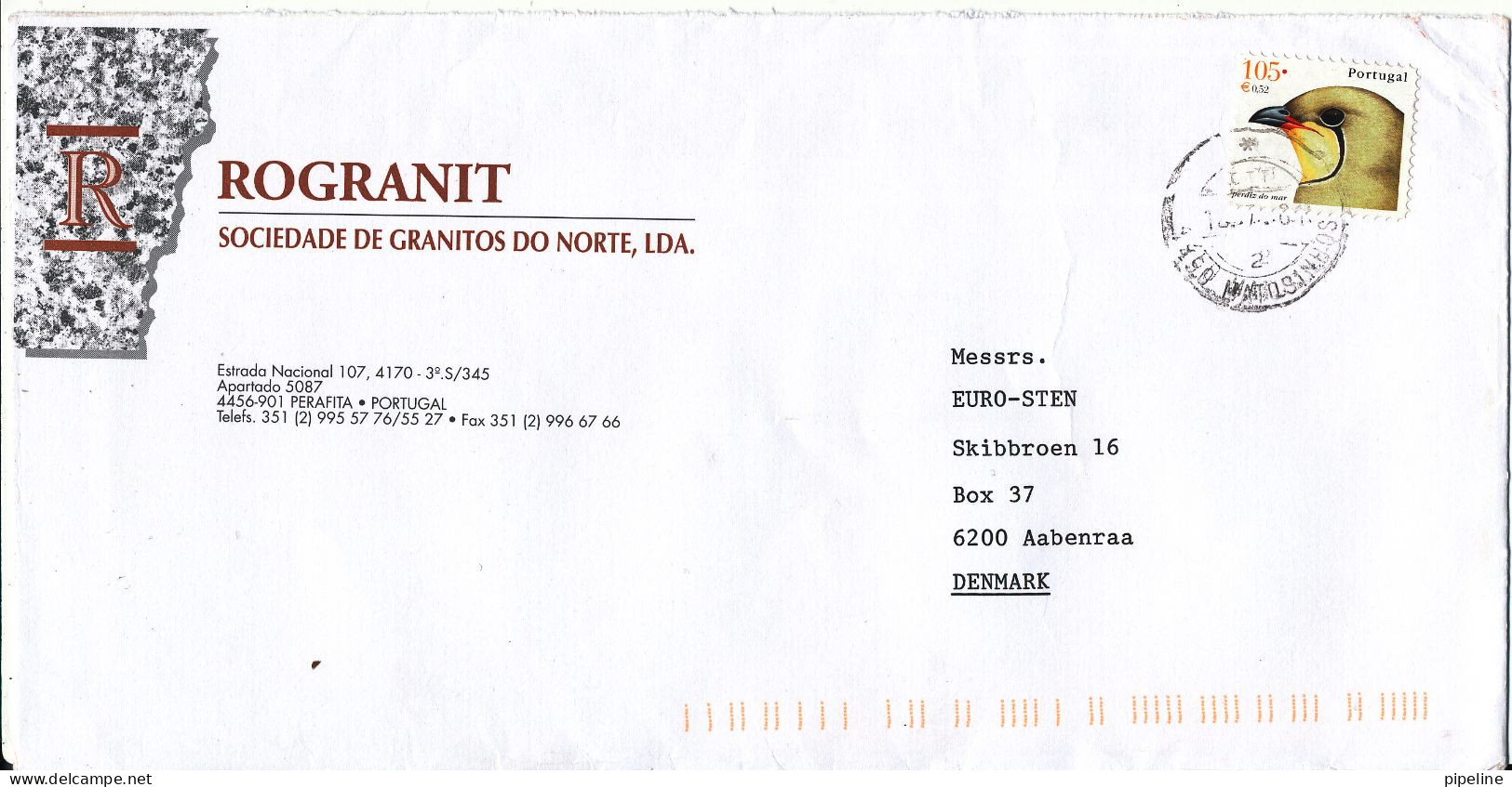 Portugal Cover Sent To Denmark 2001 ?? Single Franked BIRD - Lettres & Documents