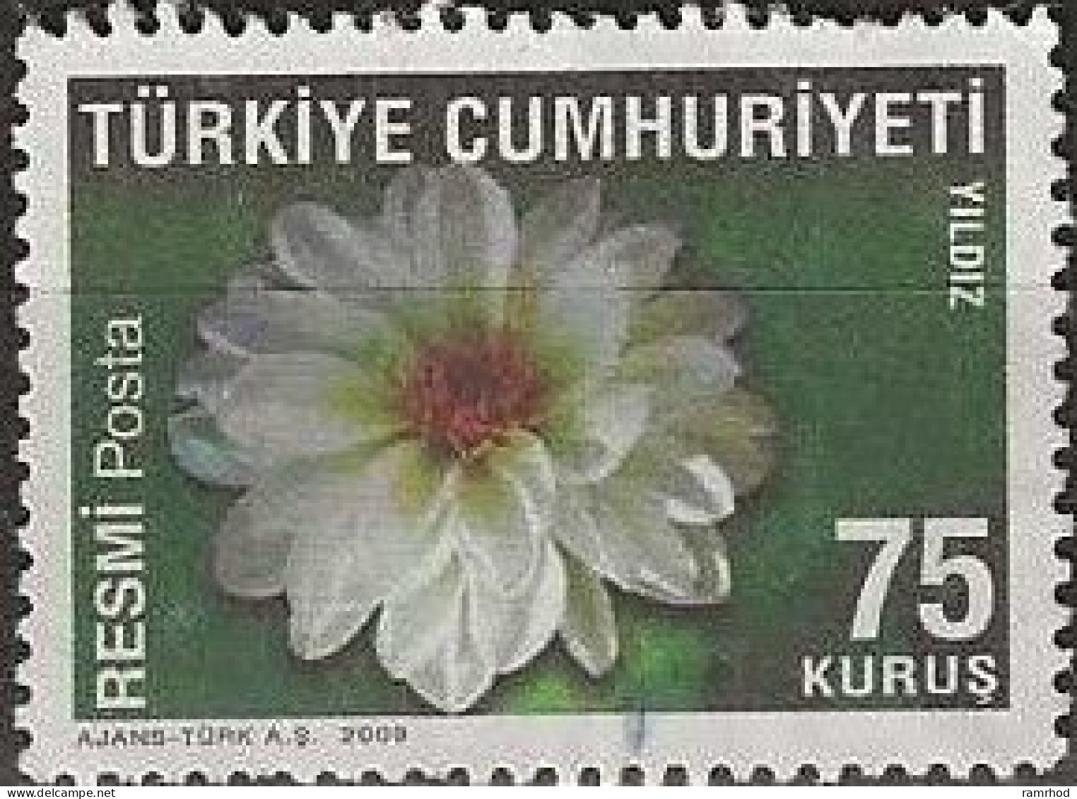 TURKEY 2009 Official - Flowers - 75ykr. - Dahlia FU - Timbres De Service