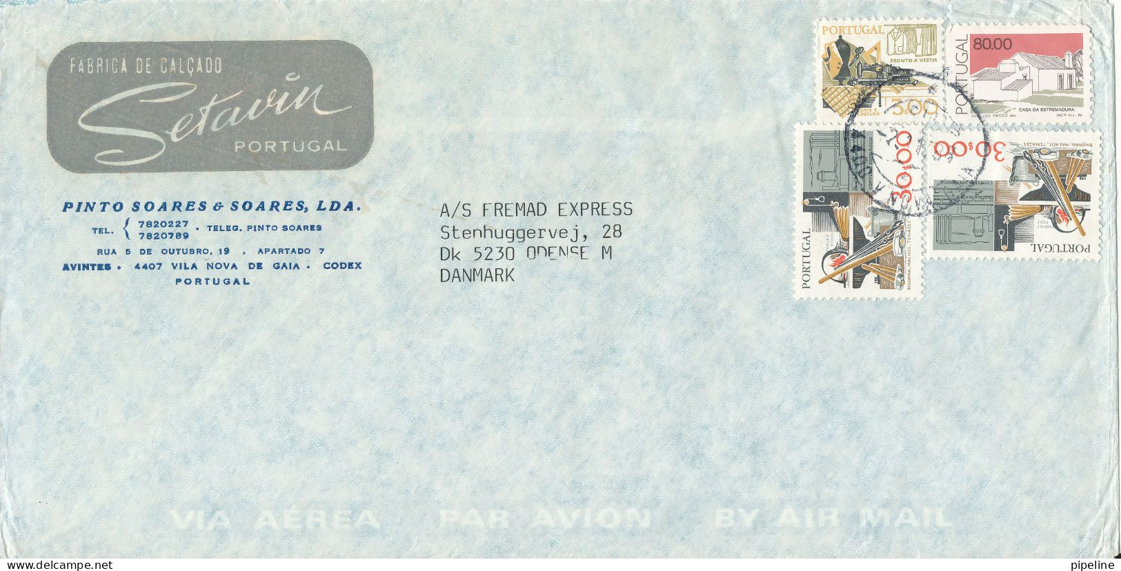 Portugal Air Mail Cover Sent To Denmark 2-11-1988 - Covers & Documents