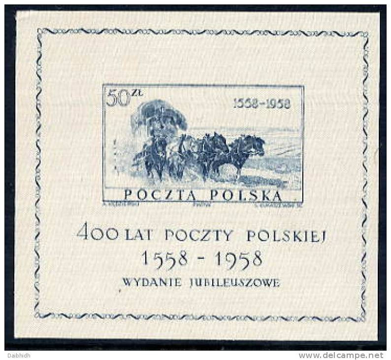 POLAND 1958 400th Anniversary Of Postal Service  Block MNH / **.  Michel Block 22 - Nuevos