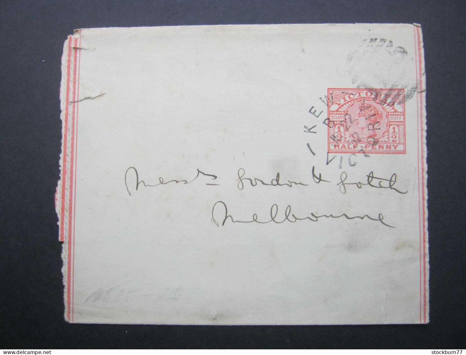 VICTORIA , Streifband Aus  KEW   1892 - Storia Postale