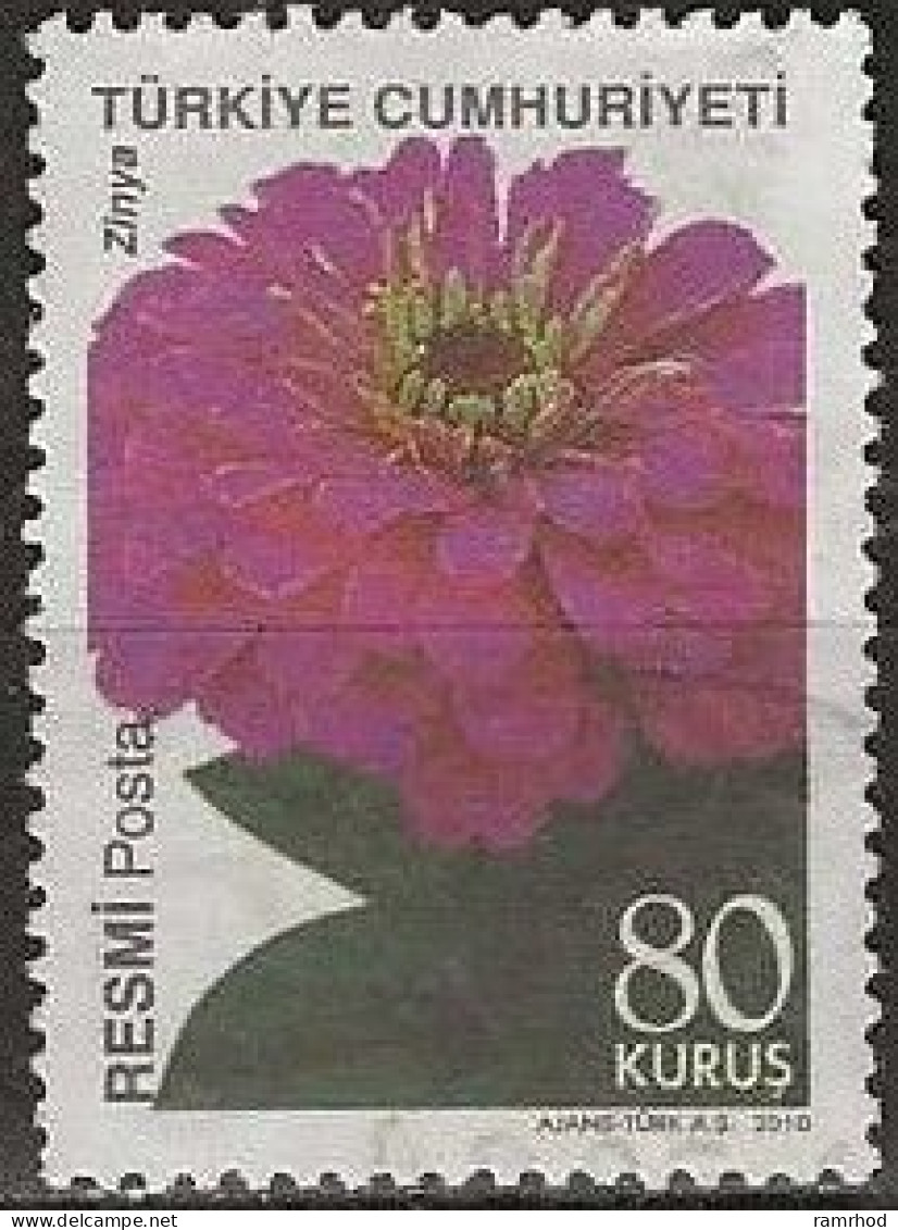 TURKEY 2010 Official - Flowers - 80ykr. - Zinnia FU - Timbres De Service