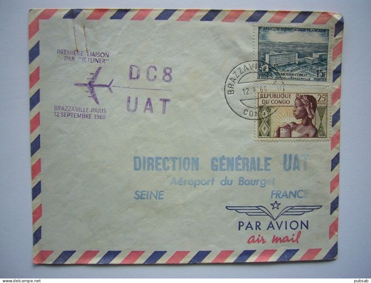 Avion / Airplane / UAT/ DC-8 / First Flight Brazzaville, Congo - Paris / 12.09.60. - Collections