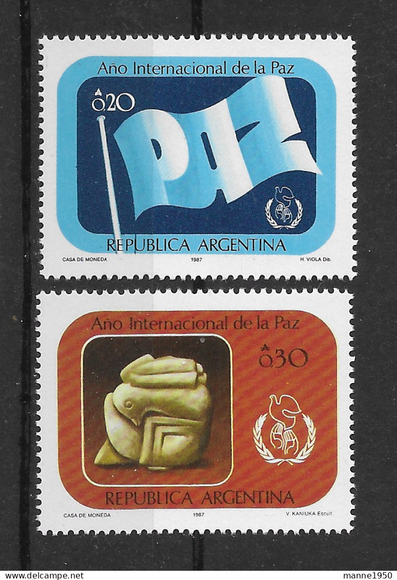 Argentinien 1987 Jahr Des Friedens Mi.Nr. 1859/60 Kpl. Satz ** - Unused Stamps