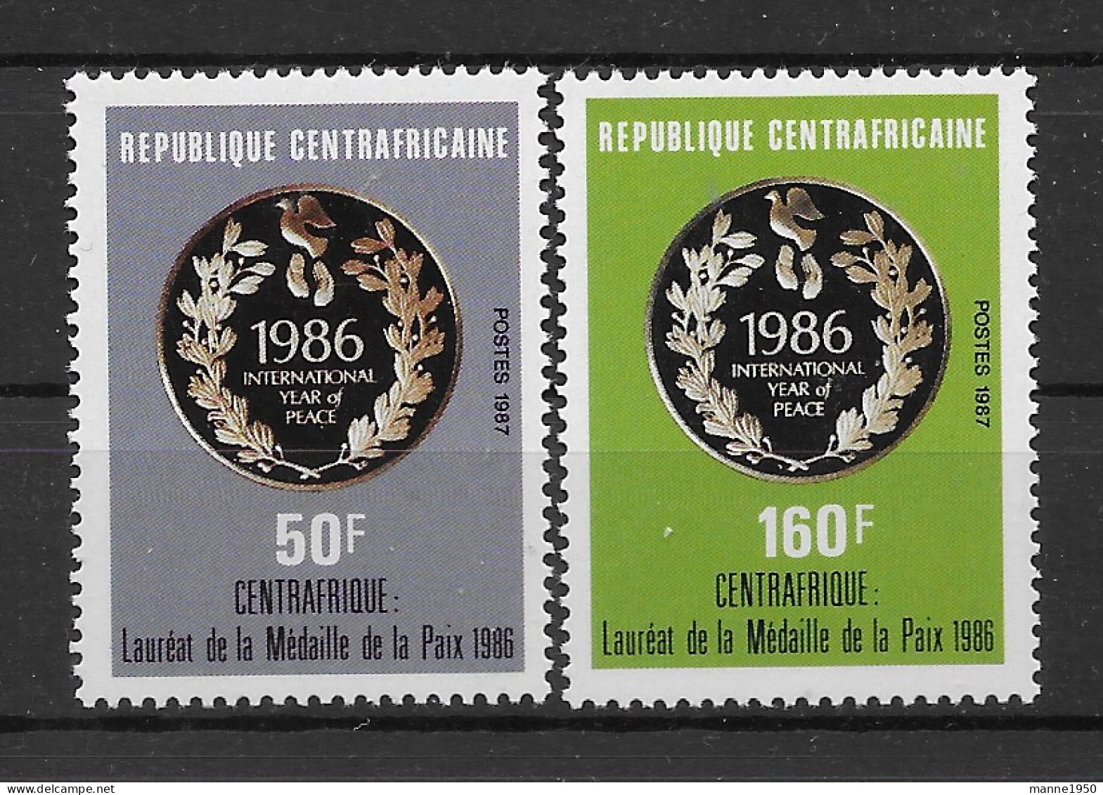 Zentralafrikanische Rep. 1987 Jahr Des Friedens Mi.Nr. 1293/94 Kpl. Satz ** - Centrafricaine (République)