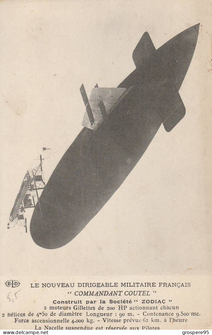 LE NOUVEAU DIRIGEABLE MILITAIRE FRANCAIS COMMANDANT COUTEL CONSTRUIT PAR LA SOCIETE ZODIAC - Airships