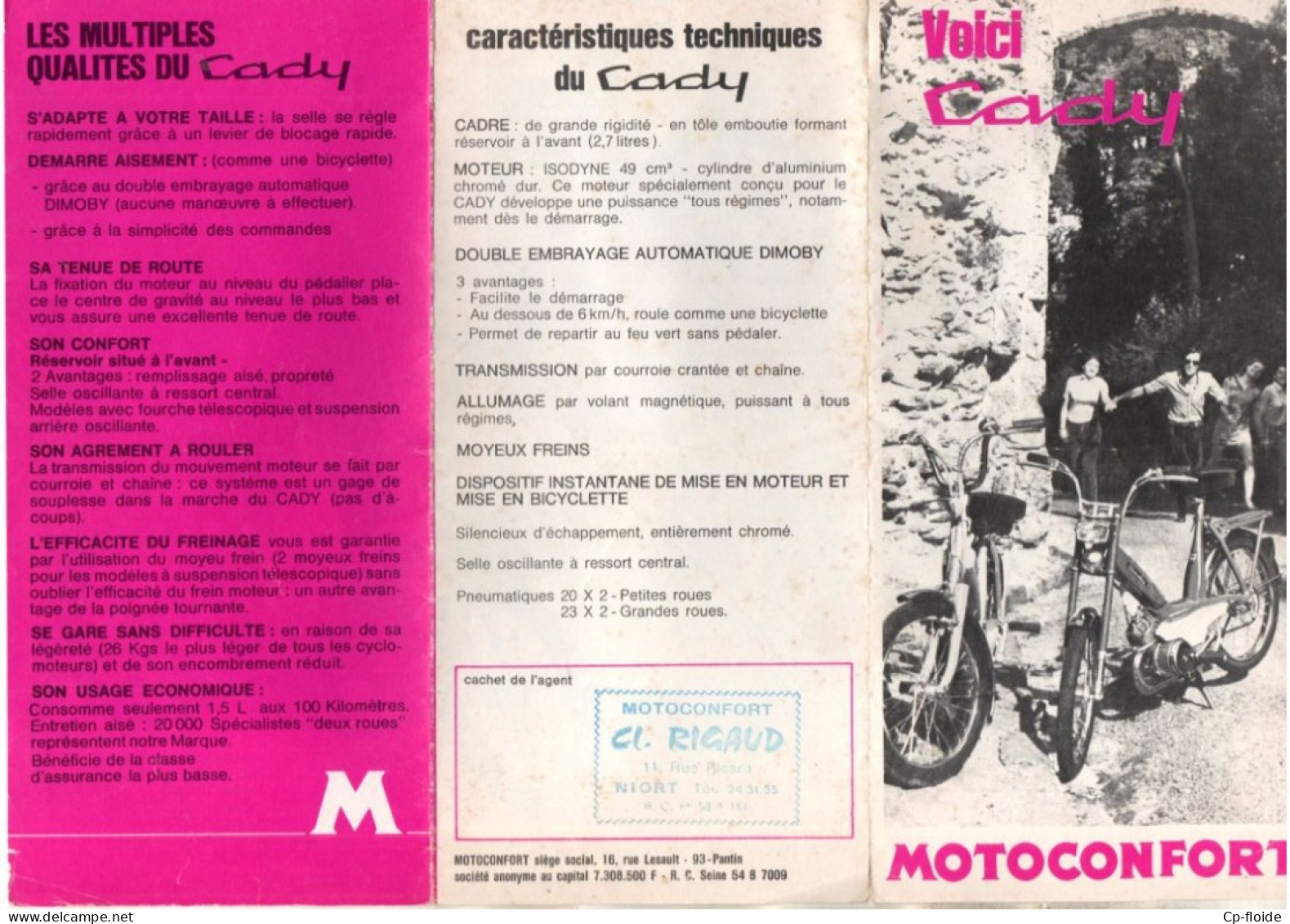 DÉPLIANT PUBLICITAIRE . " VOICI CADDY " . MOTOCONFORT . CL. RIGAUD . NIORT - Réf. N°925F - - Moto