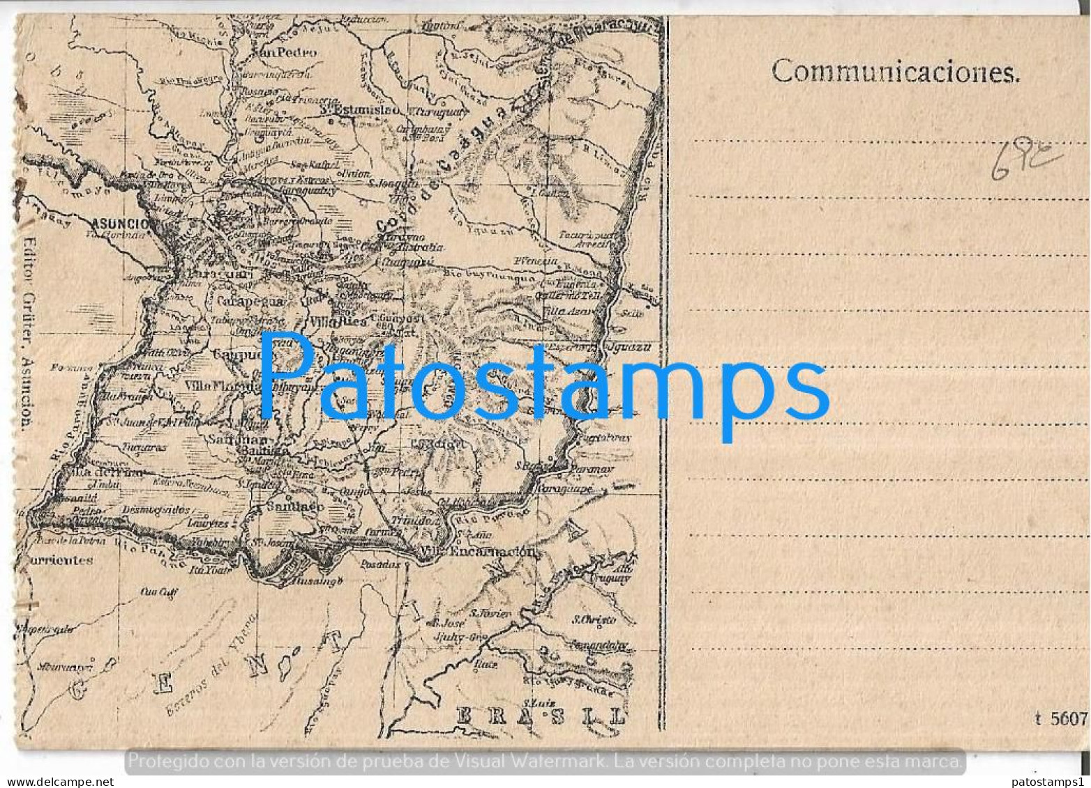 216101 PARAGUAY SALTO IGUAZU WITH CASHIVEO TO THE THROAT & MAP MAPA POSTAL POSTCARD - Paraguay