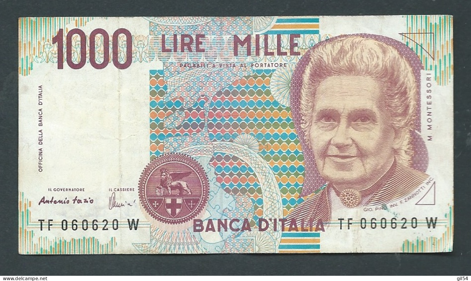 Italie - Italia Billet De 1000 Lire - 3 Octobre 1990 - M. Montessori  -  T F 060620 W  LAURA 12208 - 1000 Lire