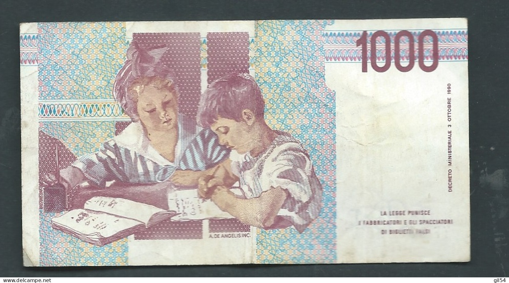 Italie - Italia Billet De 1000 Lire - 3 Octobre 1990 - M. Montessori  -  T F 060620 W  LAURA 12208 - 1.000 Lire