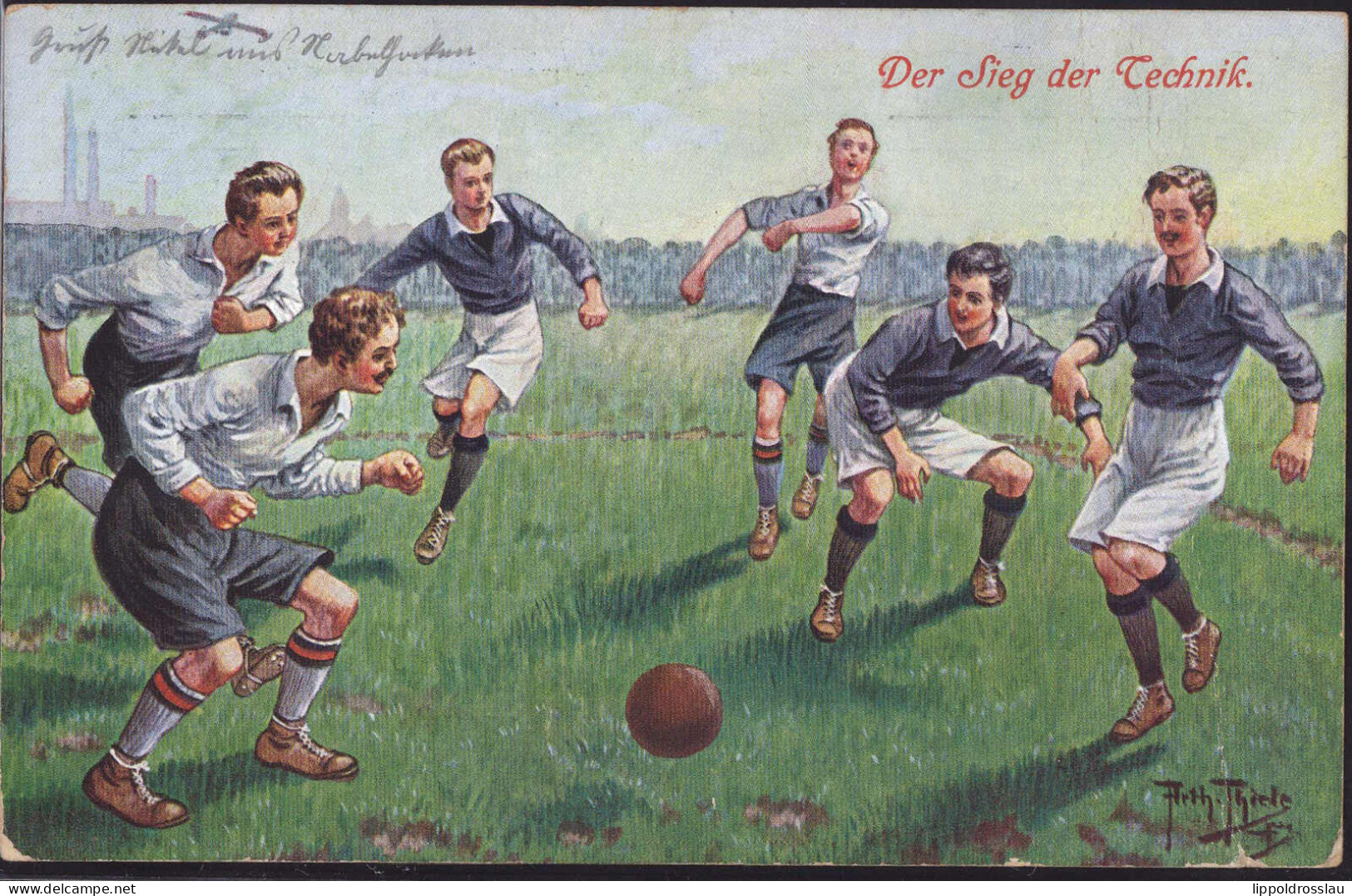 Gest. Fußball Sign. A. Thiele 1914, Min. Best. - Thiele, Arthur