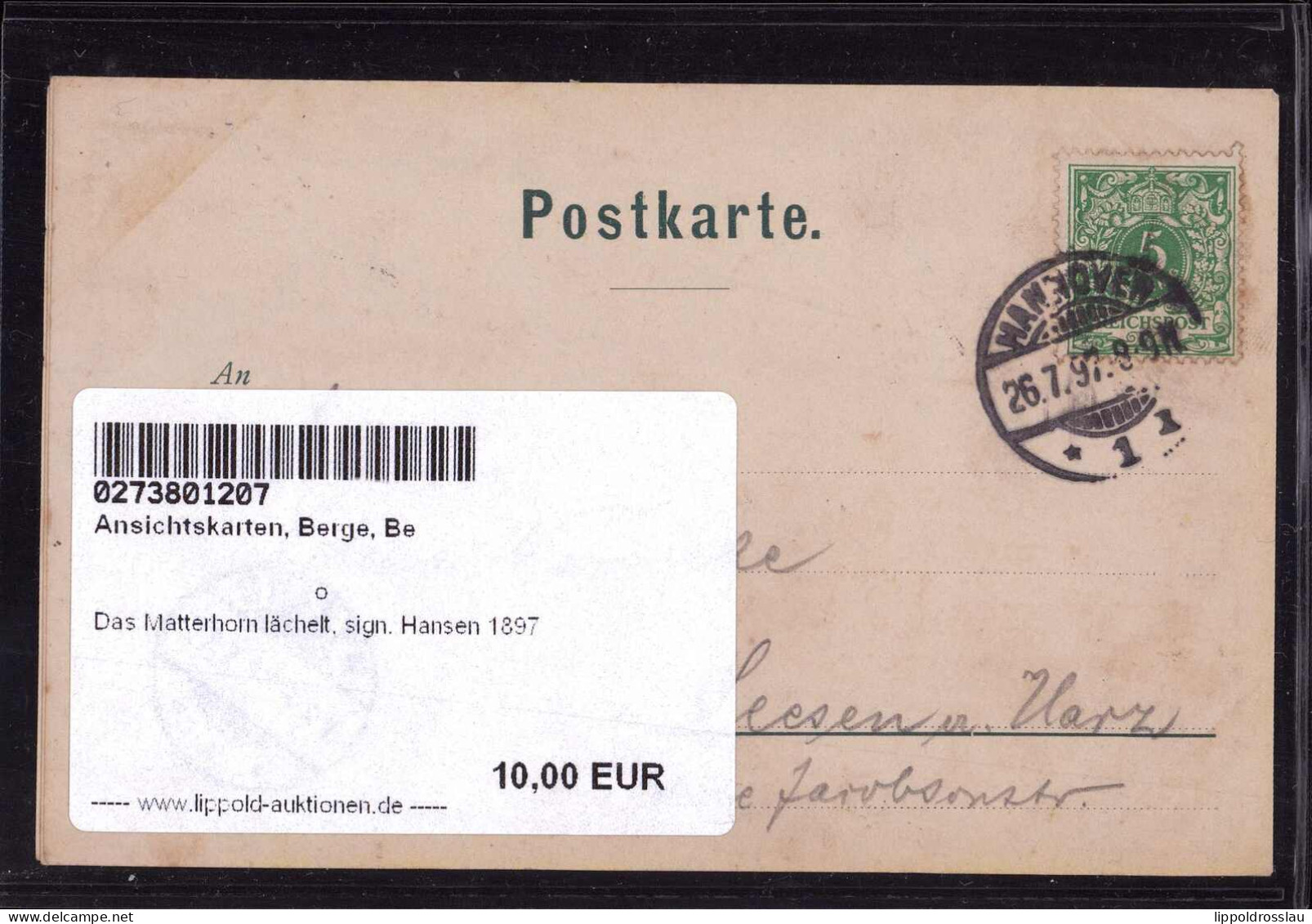 Gest. Das Matterhorn Lächelt, Sign. Hansen 1897 - Autres & Non Classés