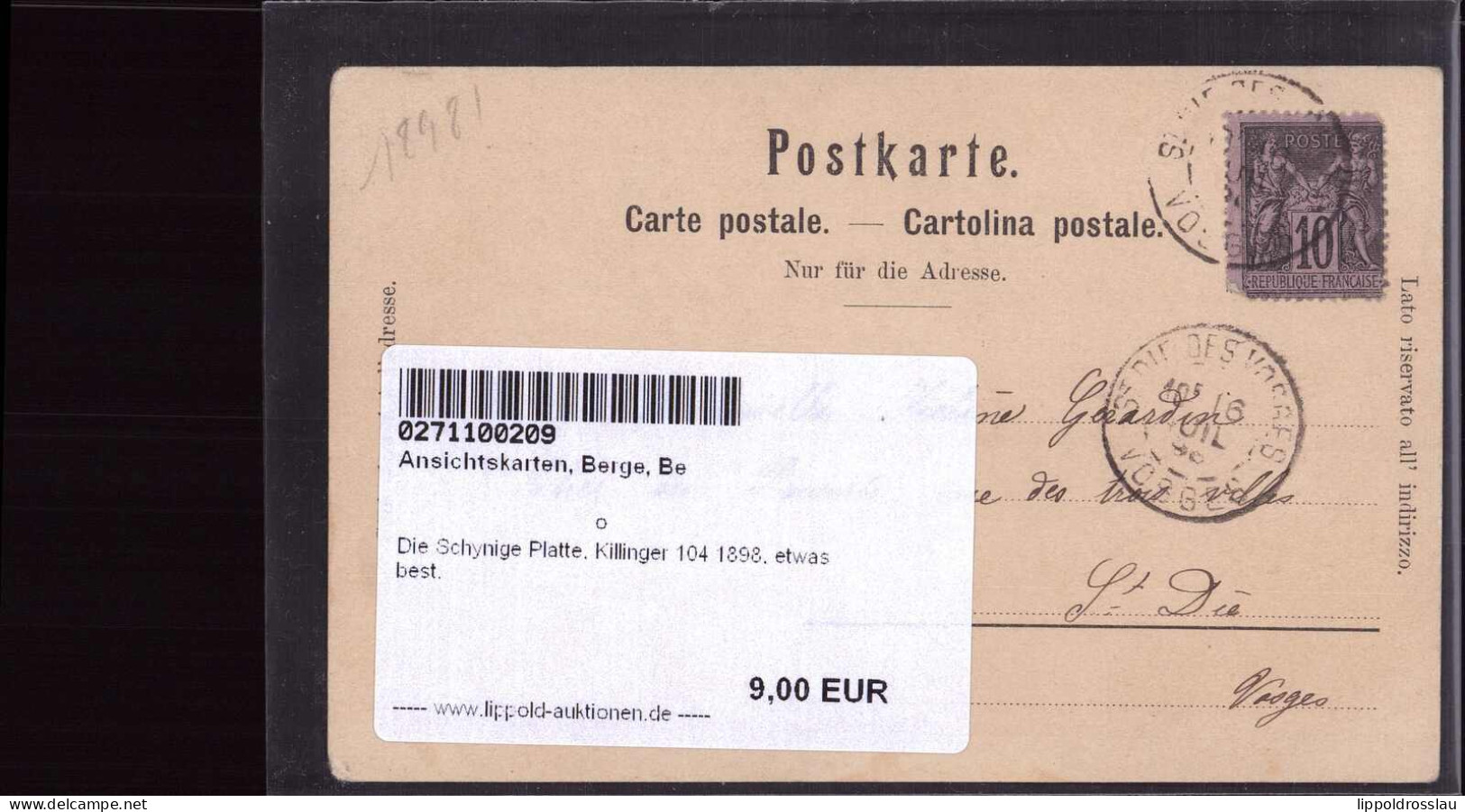 Gest. Die Schynige Platte, Killinger 104 1898, Etwas Best. - Autres & Non Classés