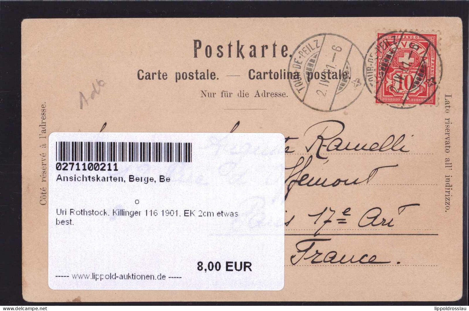 Gest. Uri Rothstock, Killinger 116 1901, EK 2cm Etwas Best. - Other & Unclassified