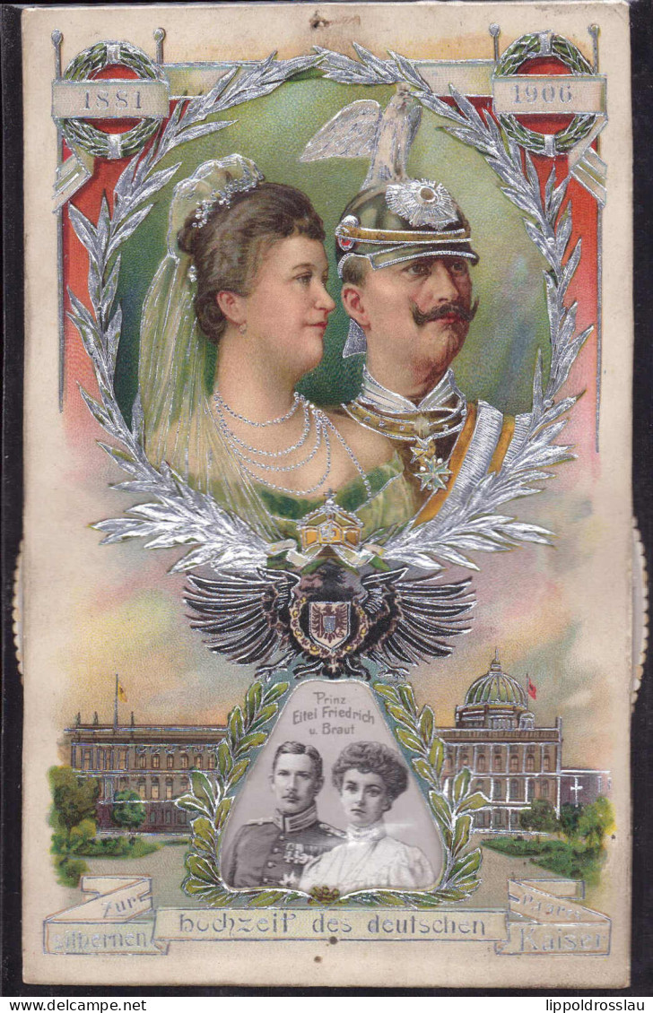 * Funktions-Drehkarte Silberhochzeit Kaiserpaar 1906, Oben Und Unten Stecknadelloch - Non Classés