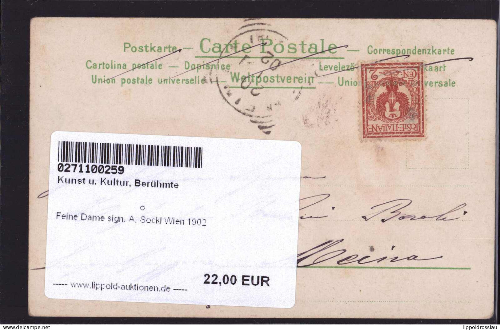 Gest. Feine Dame Sign. A. Sockl Wien 1902 - Other & Unclassified