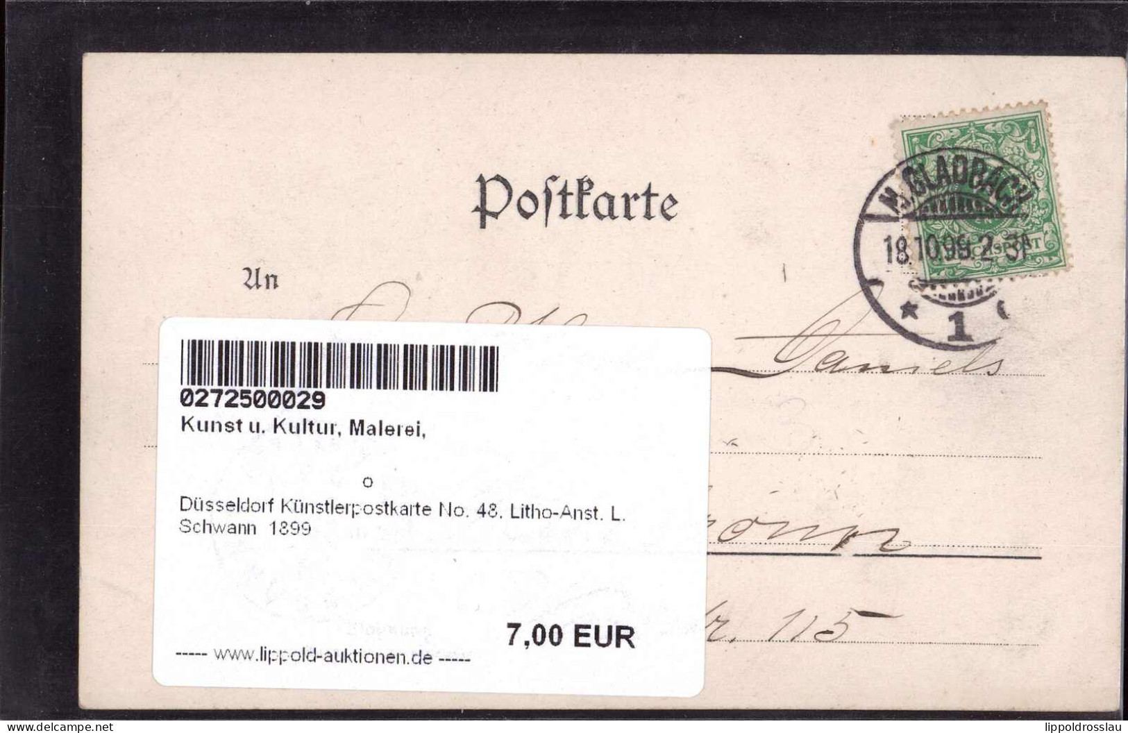 Gest. Düsseldorf Künstlerpostkarte No. 48, Litho-Anst. L. Schwann 1899 - Autres & Non Classés