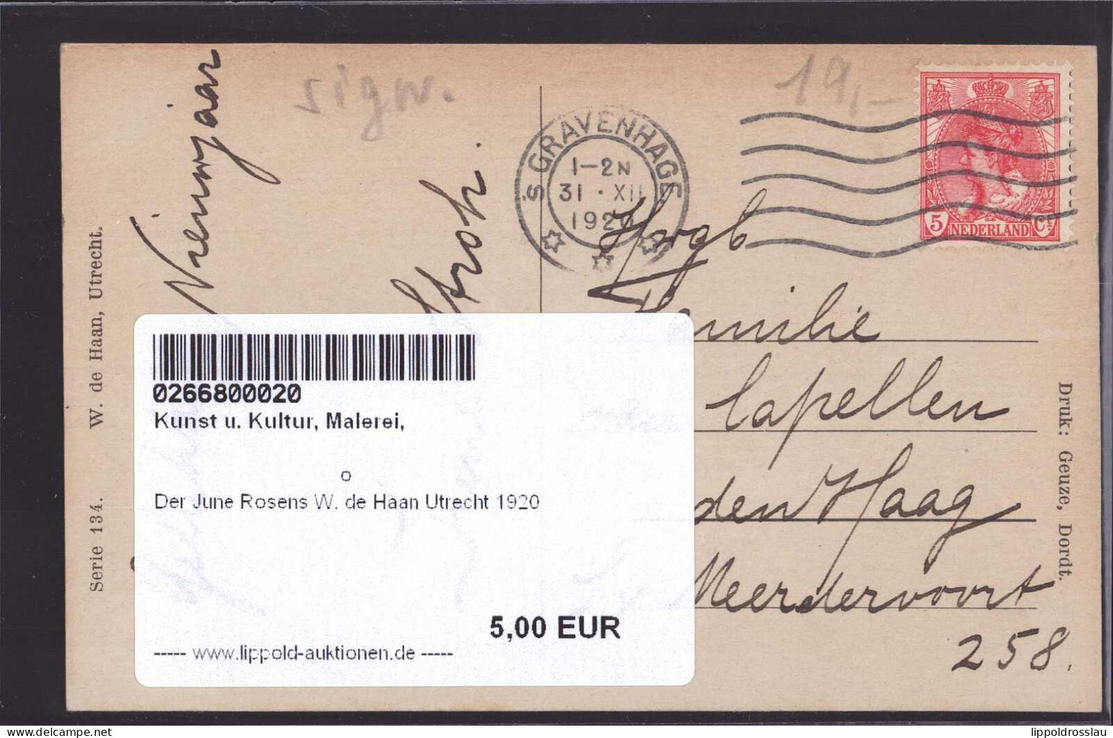 Gest. Der June Rosens W. De Haan Utrecht 1920 - Sonstige & Ohne Zuordnung