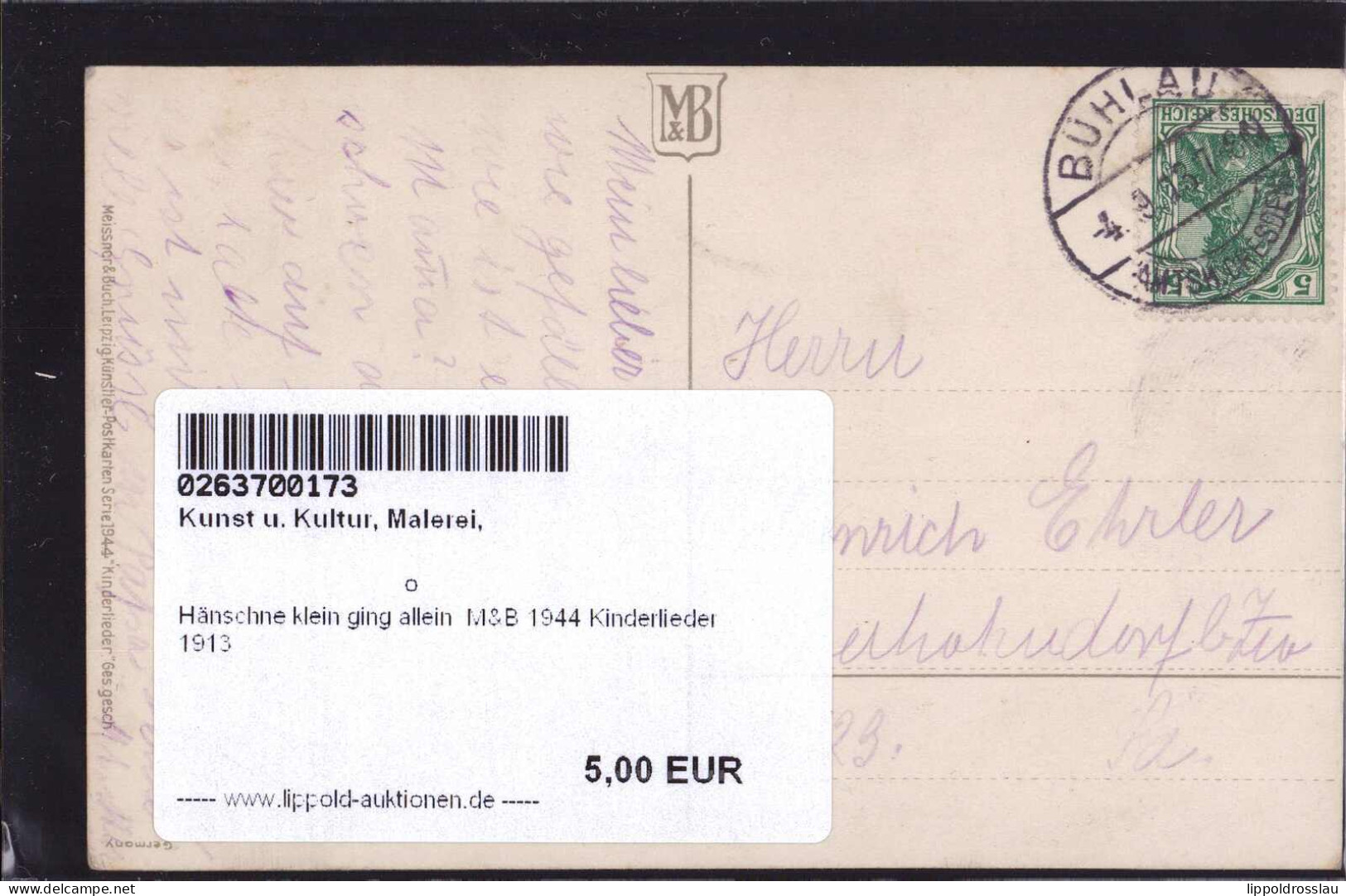 Gest. Hänschne Klein Ging Allein M&B 1944 Kinderlieder 1913 - Autres & Non Classés
