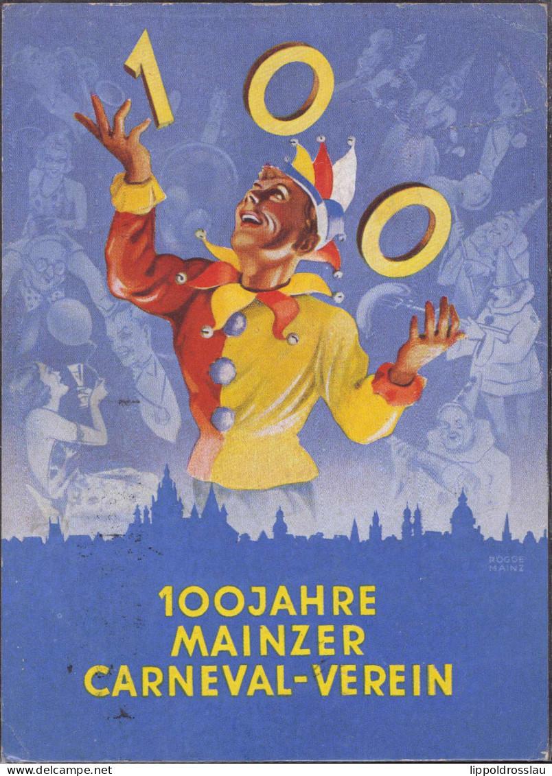 Gest. 100 Jahre Mainzer Karneval-Verein SST Bedarf Mit Vignette 1933, EK 6mm - Carnaval