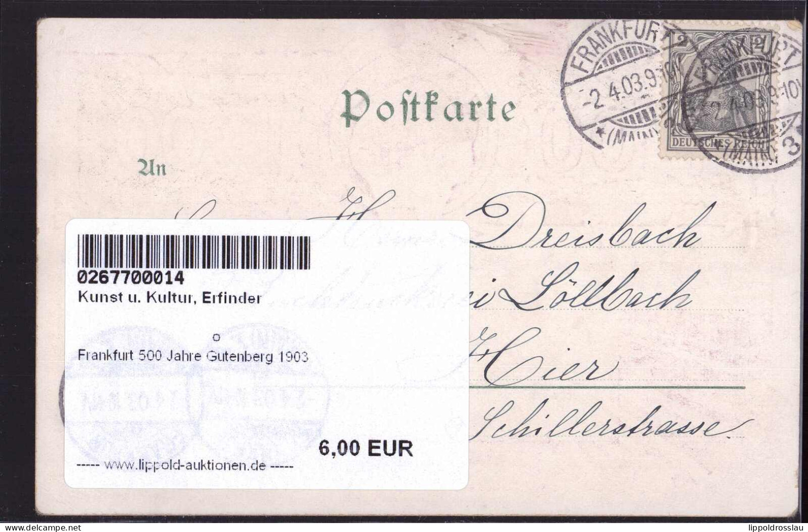 Gest. Frankfurt 500 Jahre Gutenberg 1903 - Ecrivains