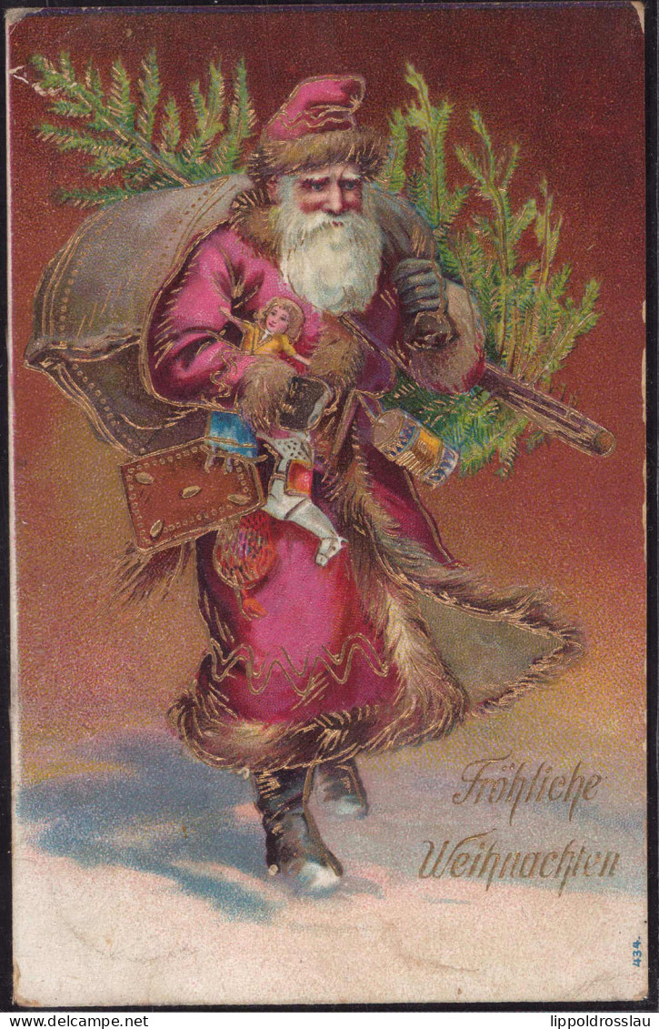 Gest. Weihnachten Weihnachtsmann 1906, Prägekarte EK 1cm, Etwas Best. - Autres & Non Classés