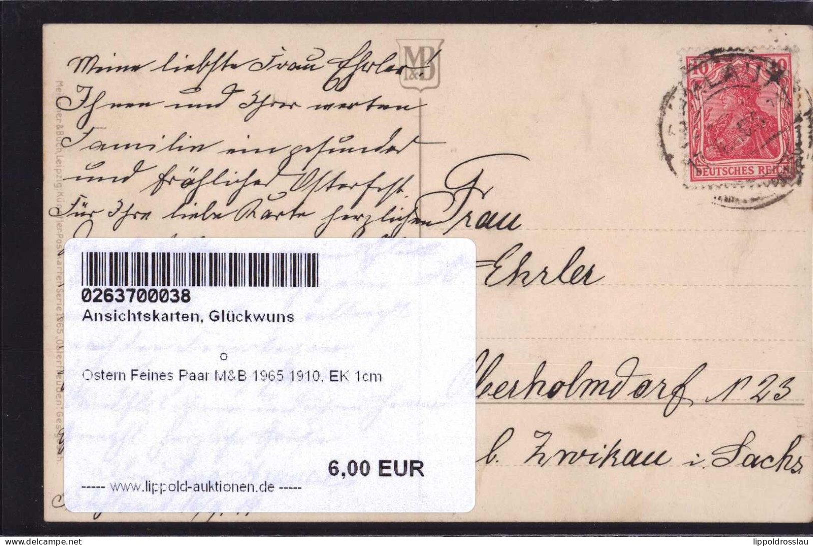 Gest. Ostern Feines Paar M&B 1965 1910, EK 1cm - Ostern