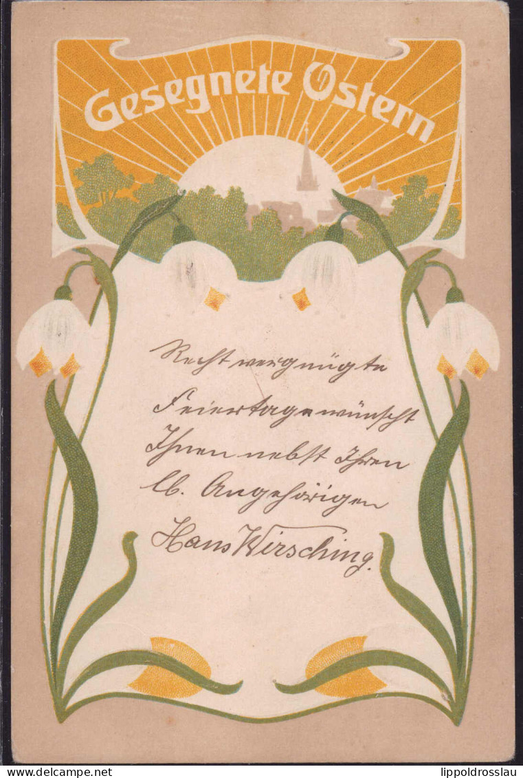 Gest. Ostern Märzenbecher Prägekarte Jugendstil 1903 - Pascua