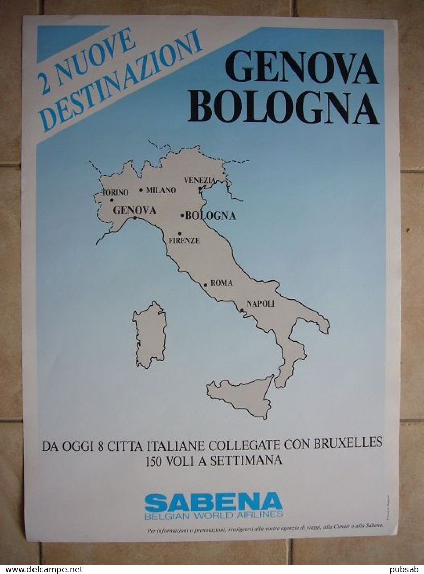 Avion / Airplane / SABENA / Original Poster / GEN0VA-BOLOGNA / Italian Version - Poster