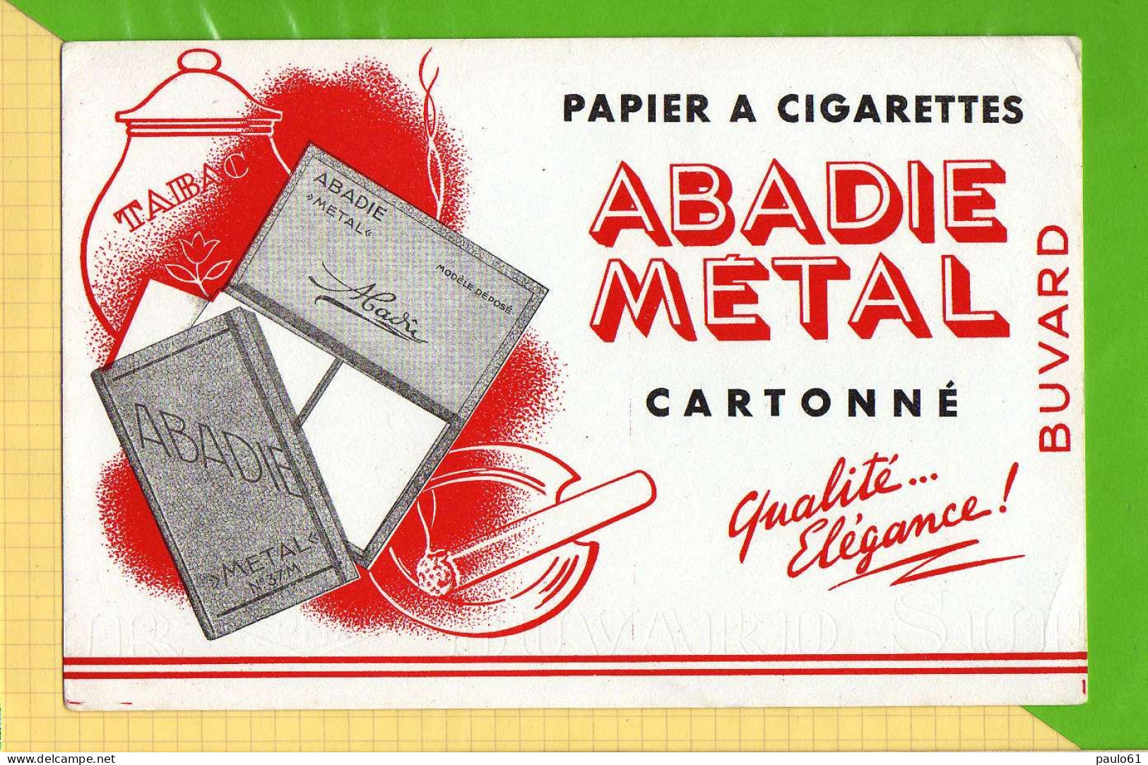 BUVARD @ Blotting Paper : Papier A Cigarettes ABADIE METAL Cartonné - Tabak