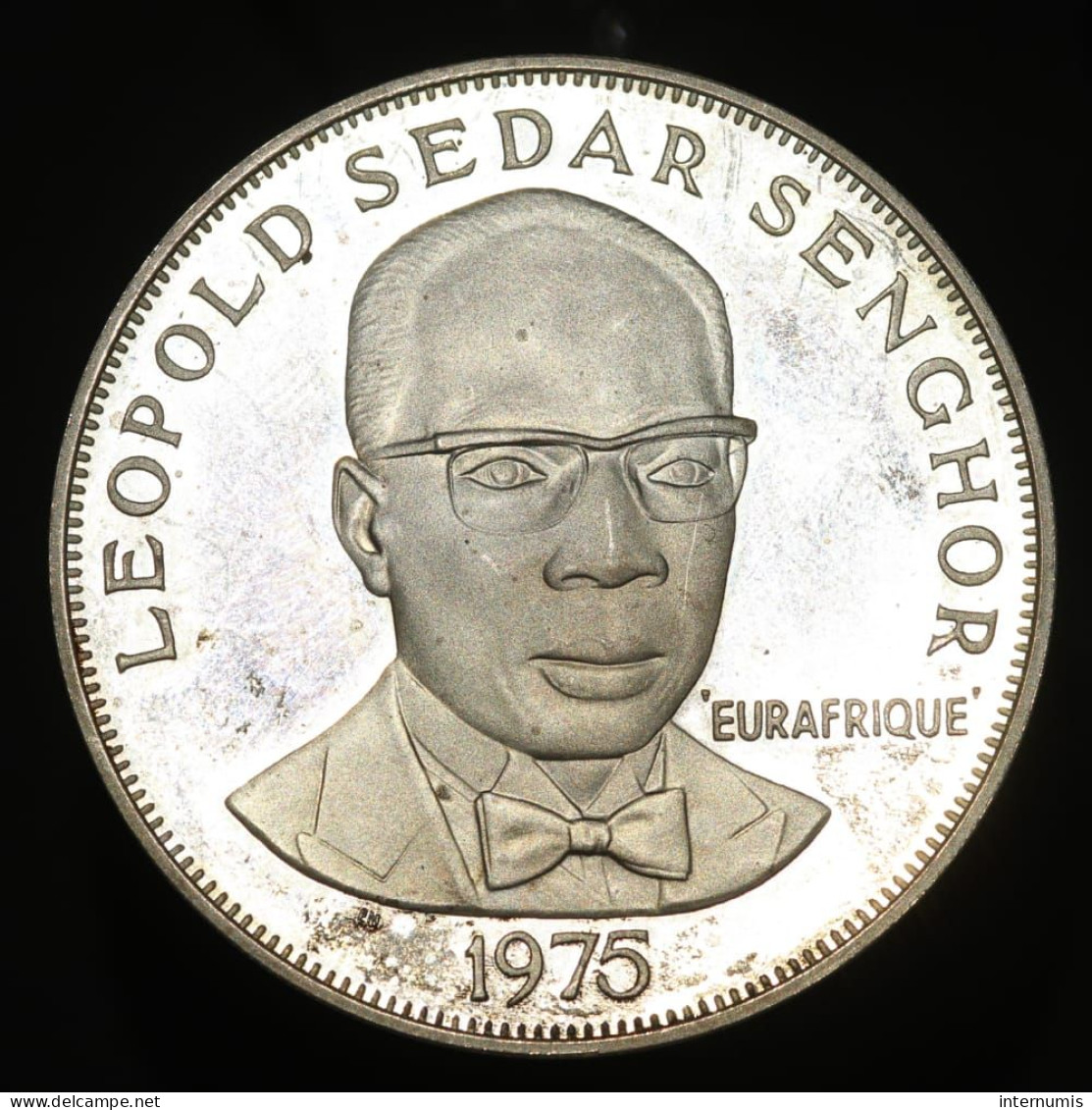 RARE, Senegal, Leopold Sedar Senghor, 50 Francs (Eurafrique), 1975, Pobjoy Mint, Argent (Silver), FDC (Proof), KM#5, COA - Senegal