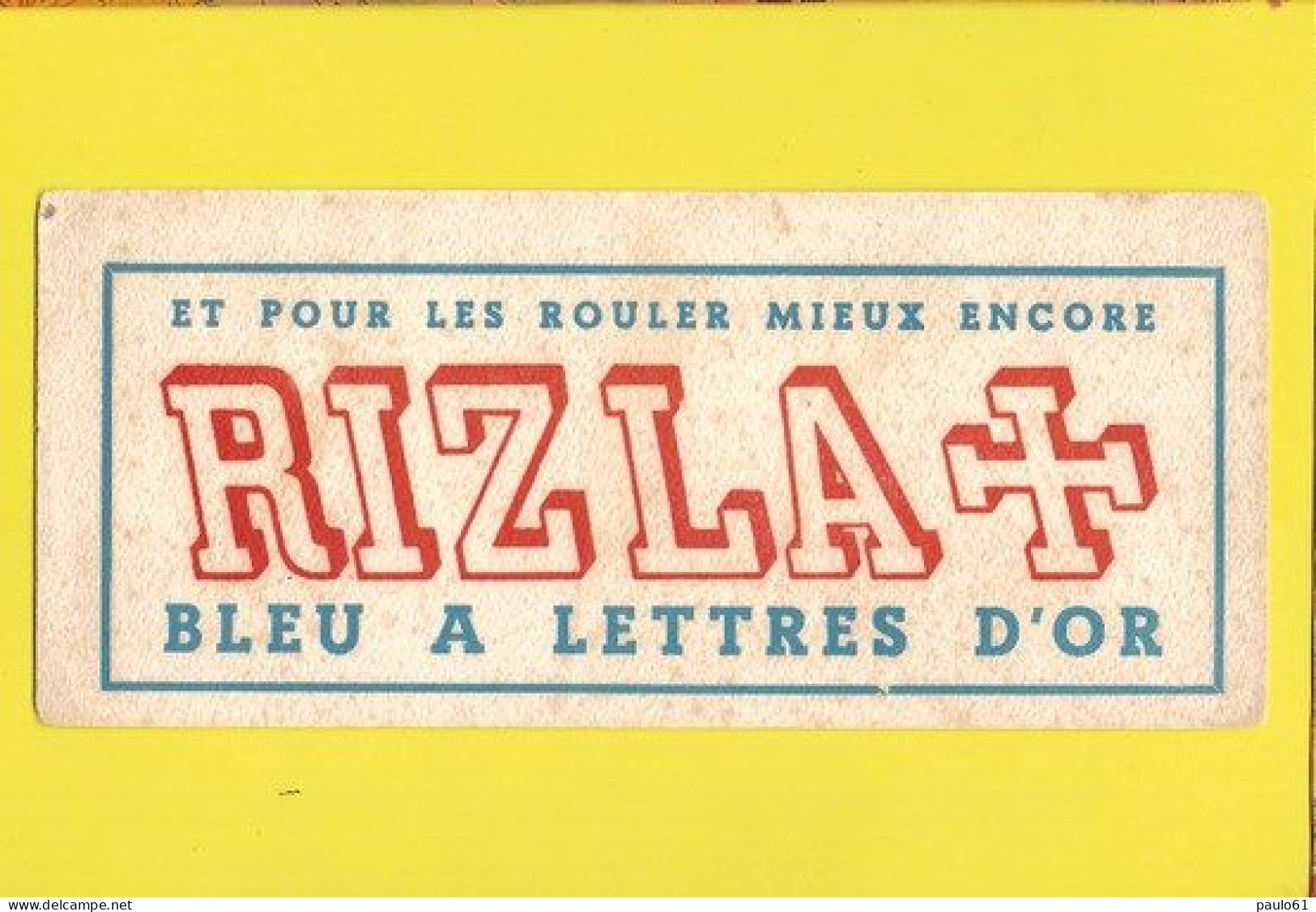 BUVARD : Papier A Cigarettes RIZLA +  Rouge Et Bleu A Lettres D'or - Tabaco & Cigarrillos
