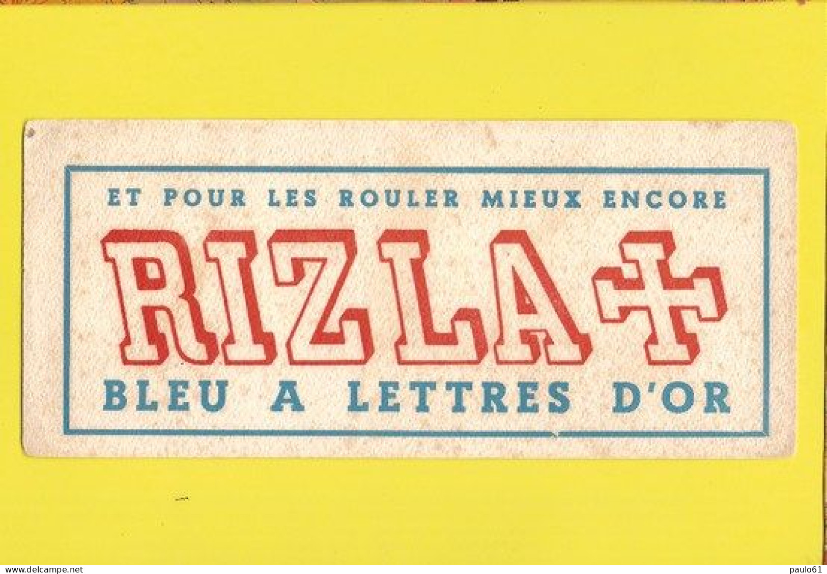 BUVARD : Papier A Cigarettes RIZLA +  Rouge Et Bleu A Lettres D'or - Tabacco & Sigarette