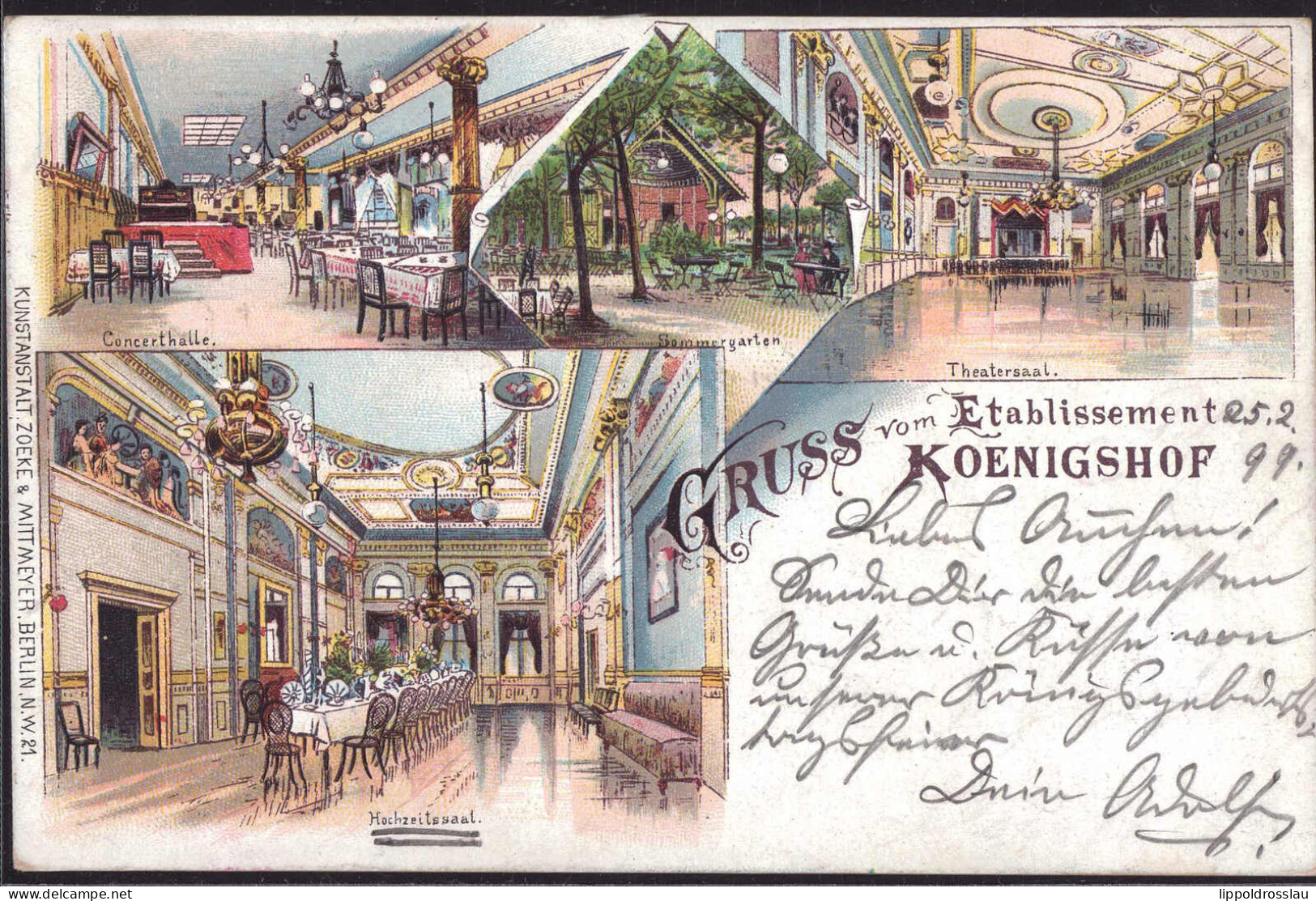 Gest. O-1000 Berlin Gasthaus Etablissement Königshof 1899 - Other & Unclassified