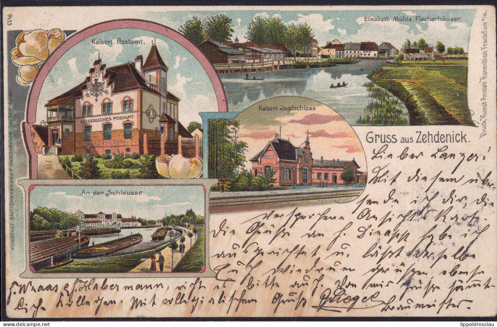 Gest. O-1434 Zehdenick Jagdschloß Post Schleuse 1904 - Gransee