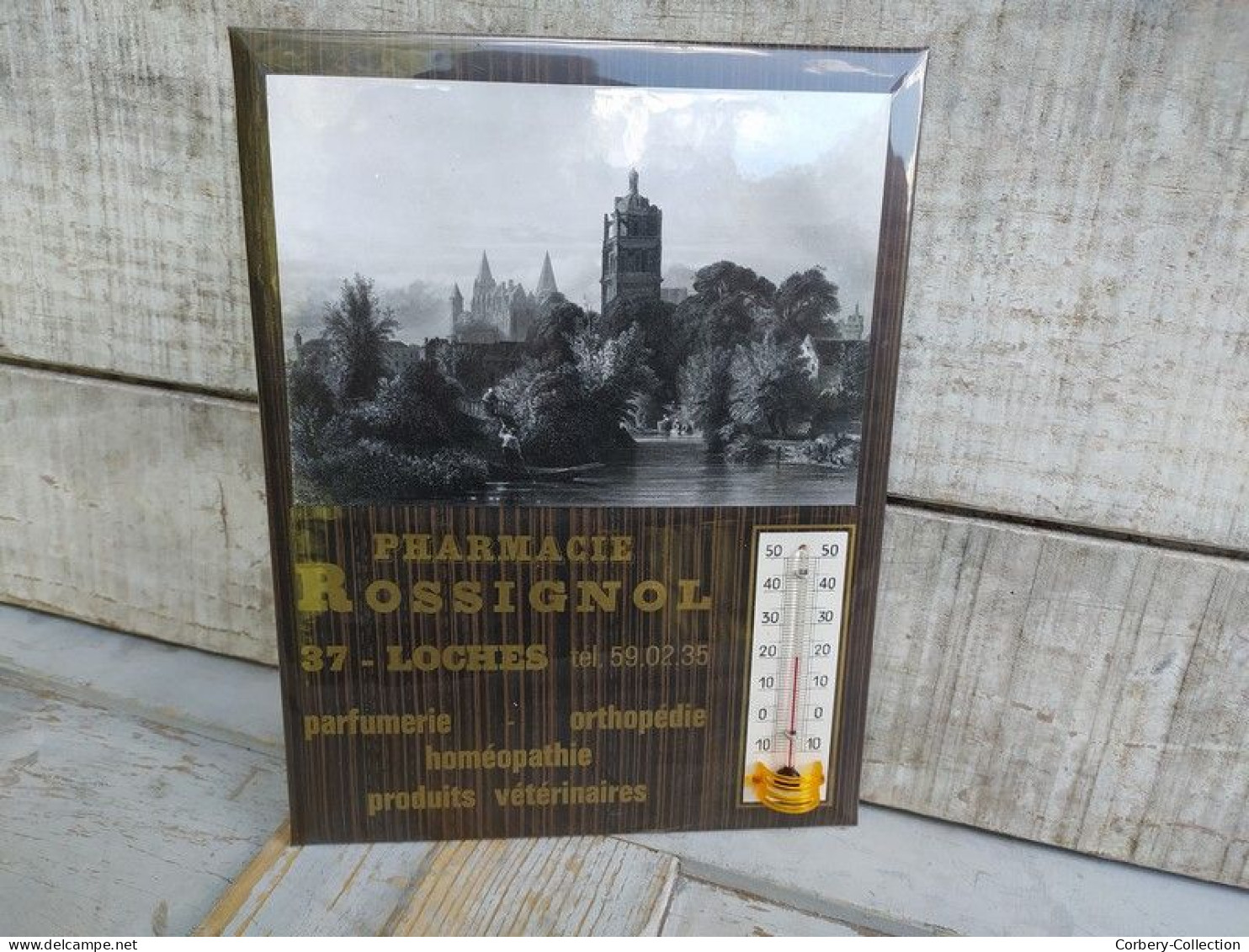 Ancien Thermomètre Glacoide Publicitaire Pharmacie Rossignol Loches - Plaques En Carton