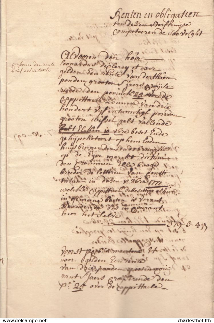 1780 STAET EN INVENTARIS VAN GOEDEREN TEN STERFHUYSE VAN JOANNES DE SCHOOLMEESTER TE BRUGGE - 21 BLZ - Documents Historiques