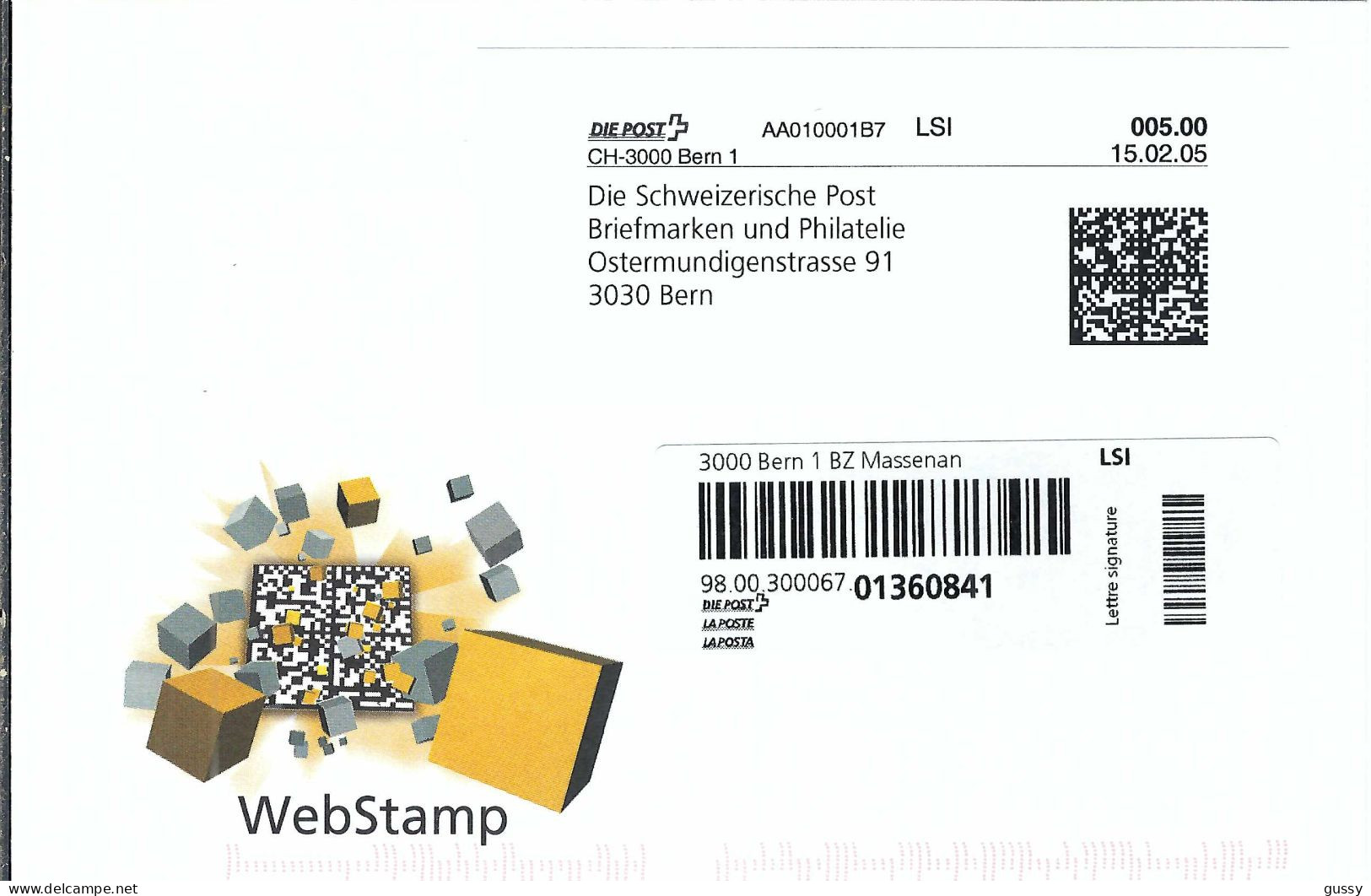SUISSE Ca.2005:  LSC Ill. "WebStamp" - Automatic Stamps