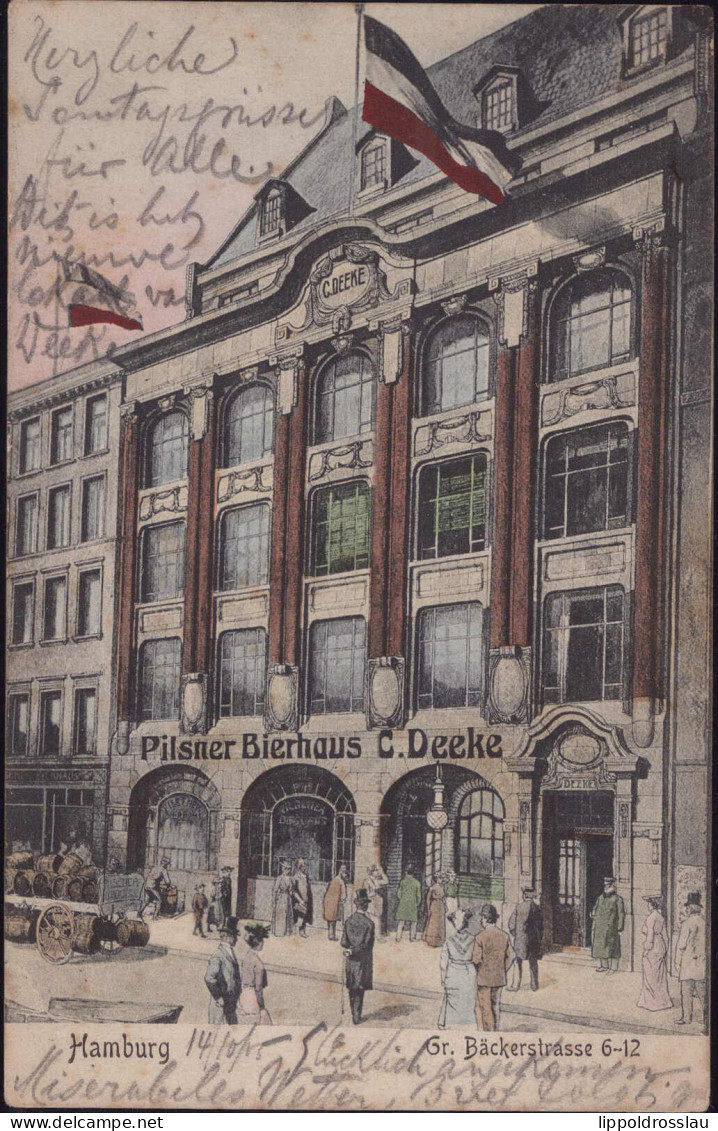 Gest. W-2000 Hamburg Pilsener Bierhaus C. Deeke 1905 - Andere & Zonder Classificatie