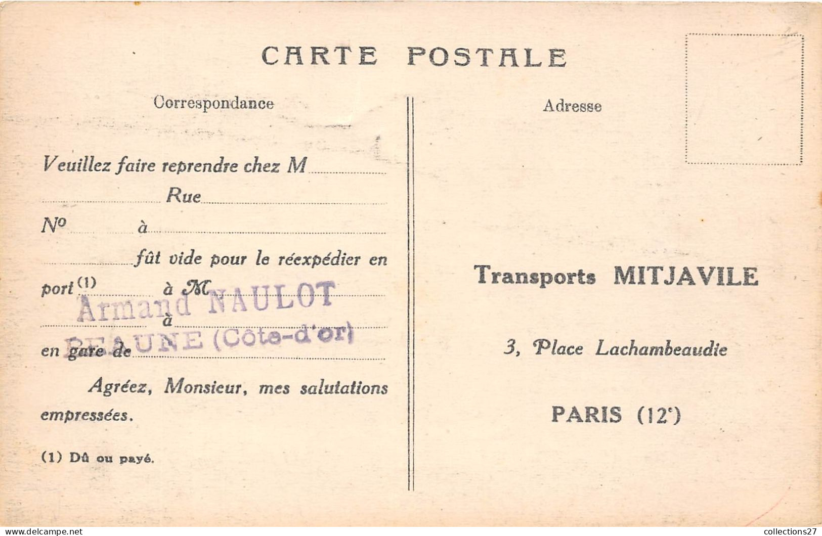 PARIS-75012- PLACE LACHAMBEAUDIE- TRANSPORTS MITJAVILE - Distretto: 12