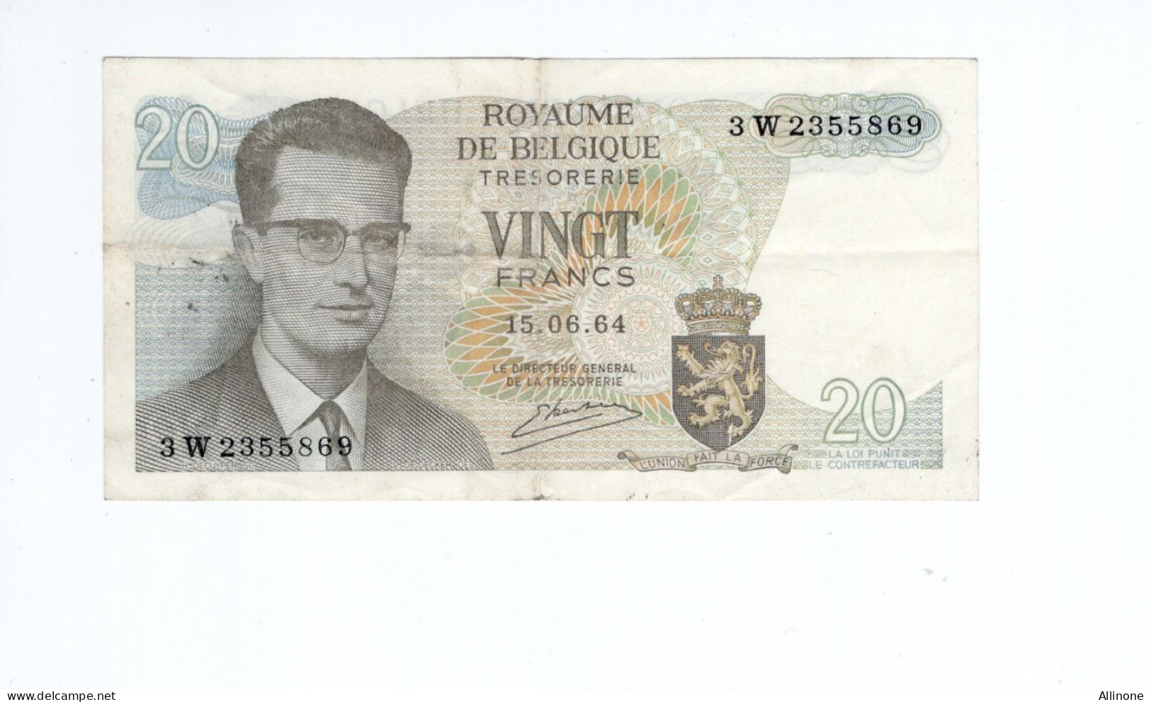 Billet Royaume De Belgique Vingt Francs 20 Francs Usagé 1964 - Sonstige & Ohne Zuordnung